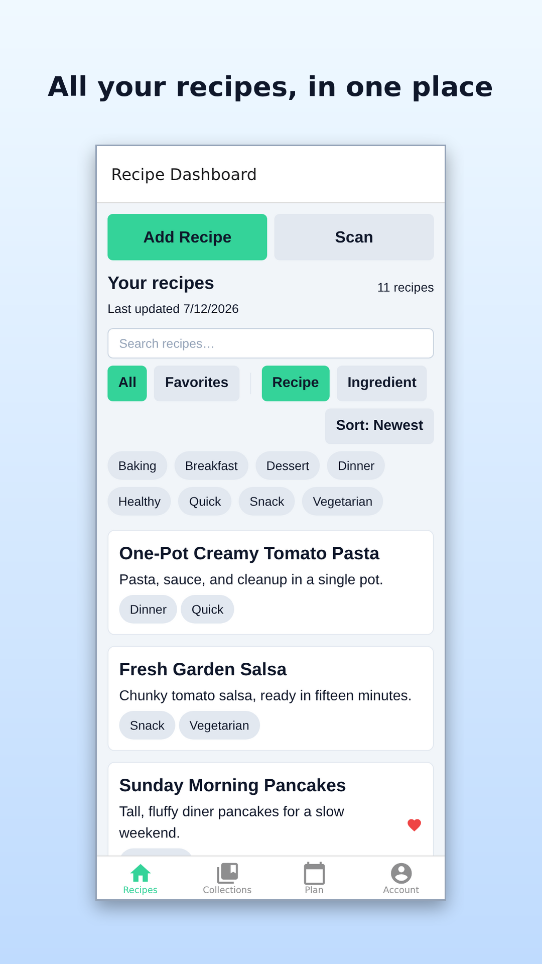 All your recipes, in one place
