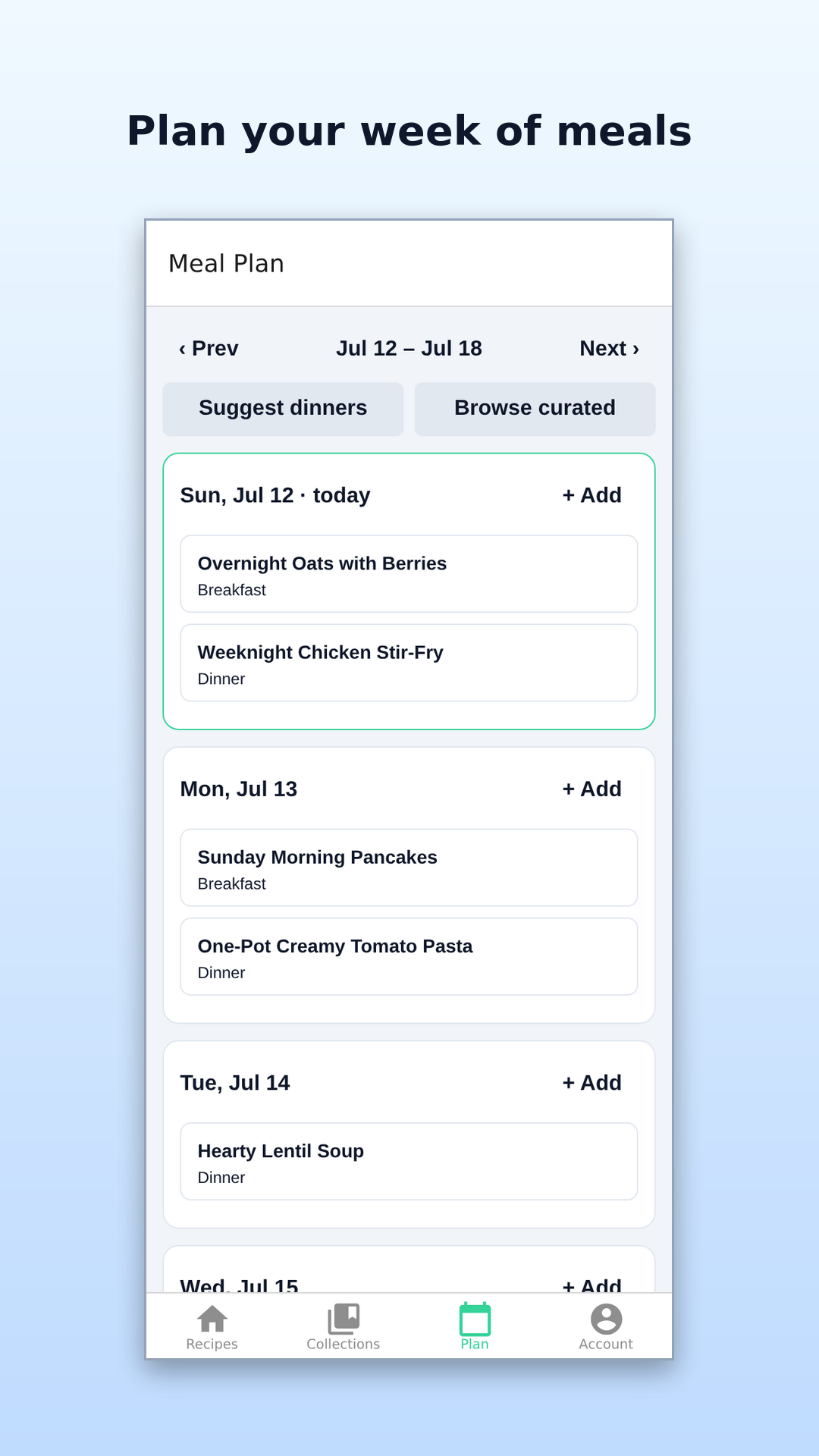 Plan your week of meals