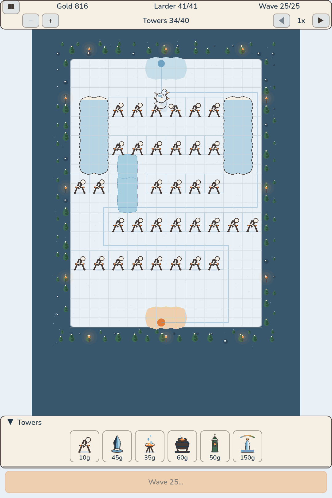 A boss wave descending on the maze